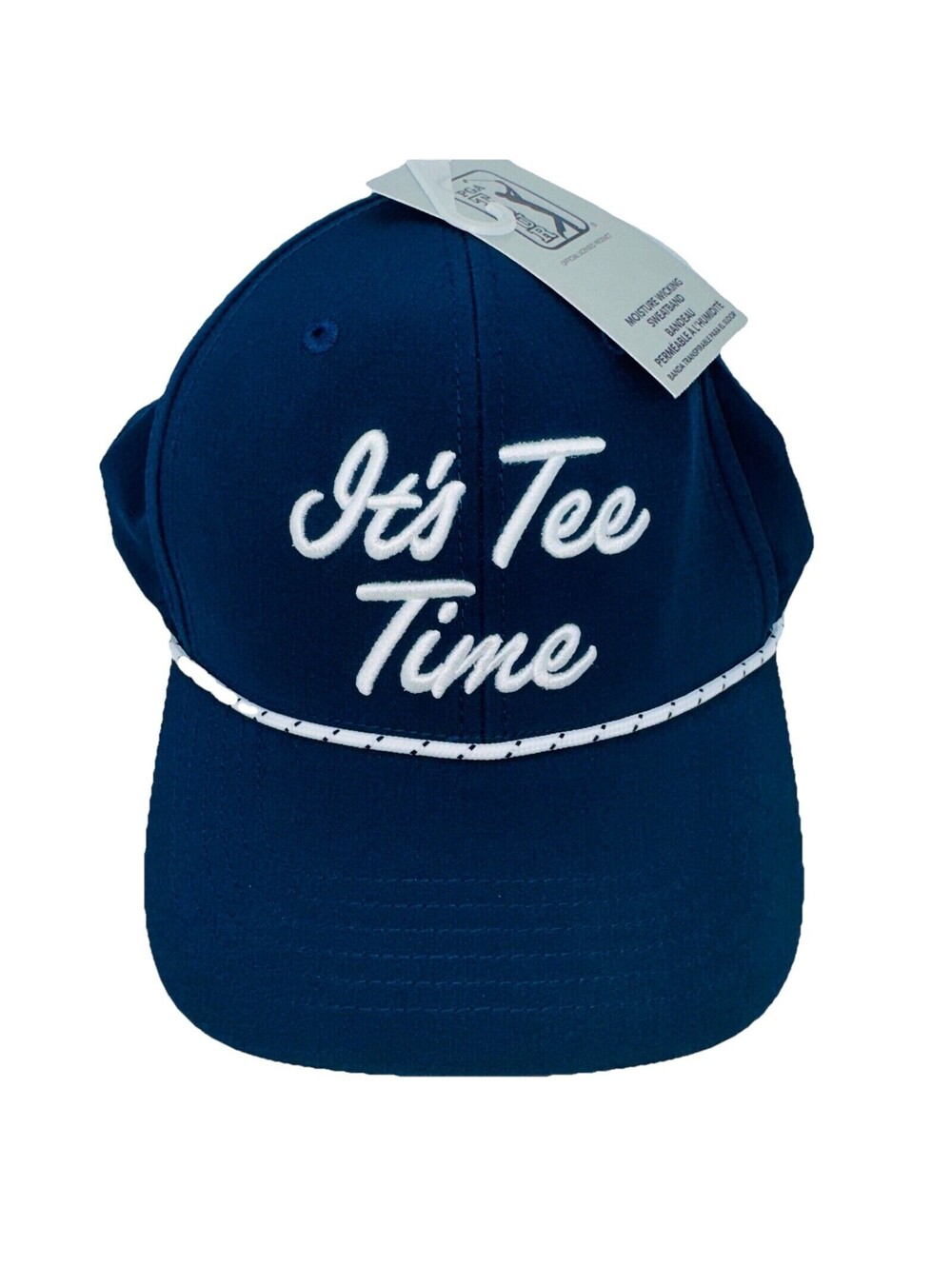 NEW PGA Tour It's Tee Time Script SnapBack Golf Hat Cap Blue Moisture Wicking